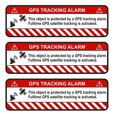Abbildung von Finest Folia 3X GPS Aufkleber Fahrrad Motorrad Auto Alarm Warnung Anti Diebstahl Sticker Tracker gesichert R057 (Weiß, Object)