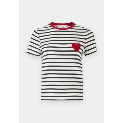 Abbildung von ONLY Onlheart LIFE TEE Tshirt print, Damen, Größe: XS, Cloud dancer/night sky/red heart