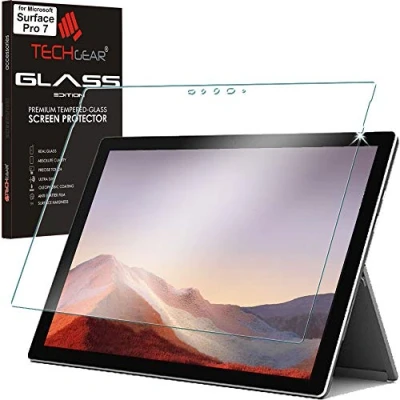 Abbildung von TECHGEAR Schutzfolie kompatibel mit Surface Pro 7, 7 Plus Displayschutzfolie aus gehärtetem Glas [9H Härte] [Crystal Clarity]