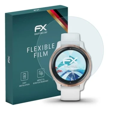 Abbildung von atFoliX Schutzfolie kompatibel mit Garmin Venu 2S Folie, ultraklare und flexible FX Displayschutzfolie (3X)