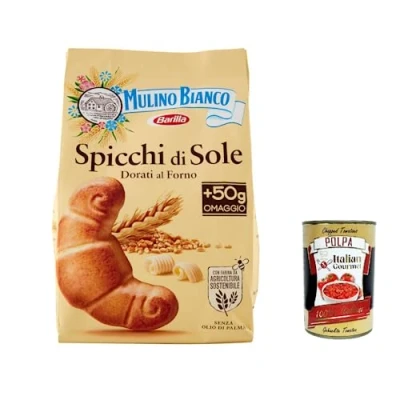 Abbildung von 6x Mulino Bianco Spicchi Di Sole Kekse Golden gebackene Biscuits cookies 400g + Italian gourmet polpa