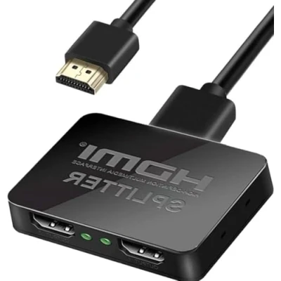 Abbildung von HDMI Splitter 1 in 2 Out, Hemery 4K 3D 1080P to for Dual Monitors, 1x2 MacBook, Xbox, PS3/4, Roku Blu Ray Player, with Cable