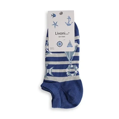 Abbildung von Livoni Unisex Cotton Sneaker Socks with Colorful and Fun Designs, Size: 39 42, Model Name: Sea Items Low