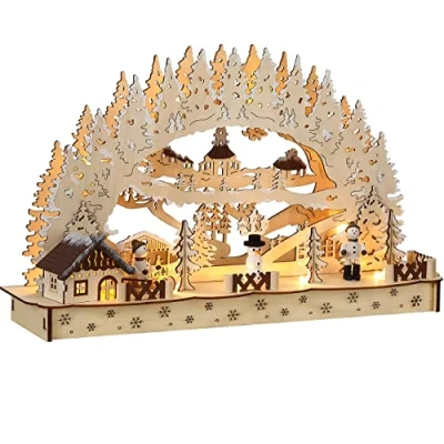 Abbildung von Schwibbogen Winterdorf Weihnachten hellbraun
