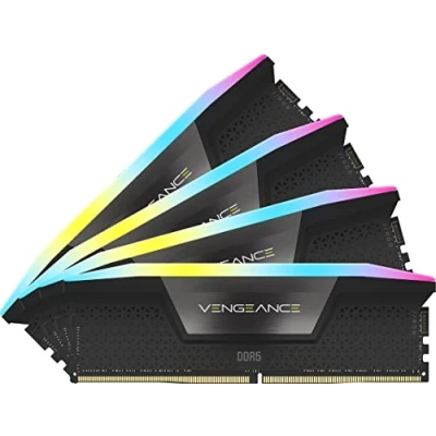 Abbildung von CORSAIR Vengeance RGB DDR5 RAM 96GB (4x24GB) 6400MHz CL32 Intel XMP iCUE Kompatibler Computerspeicher Schwarz (CMH96GX5M4B6400C32)