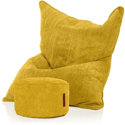 Abbildung von Green Bean Sitzsack + Pouf im Set XXL Riesensitzsack mit passenden Fußhocker EPS Füllung Bag Bodenkissen Liegekissen Sitzkissen Indoor Drinnen Waschbar c