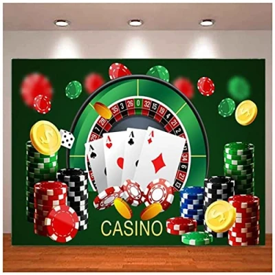 Abbildung von Casino Fotografie Kulisse Tisch Spielkarten Chip Poker Würfel Roulette Hintergrund Fotostudio Requisiten Foto Party Zubehör 300x200cm