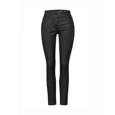 Abbildung von Street One Beschichtete Jeans Slim Fit, Damen, Größe: 33x30, Schwarz