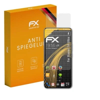 Abbildung von atFoliX Panzerfolie kompatibel mit Xiaomi 14 Ultra Schutzfolie, entspiegelnde und stoßdämpfende FX Folie (3X)