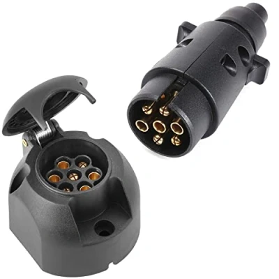Abbildung von SPARKMOTO Anhänger Stecker 7 Polig Steckdose Set mit Zugentlastung,12V Wasserdicht pol für KRZ RV,AHK Adapter Steckdose(Gummistiefel)