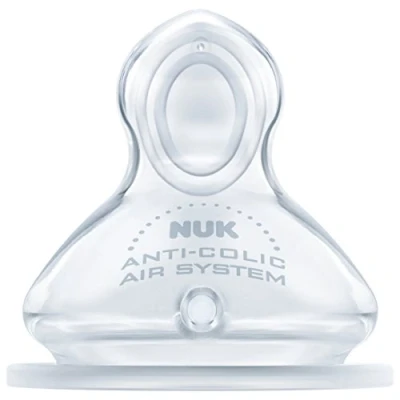 Abbildung von NUK First Choice+ Baby Bottle Teat, 0 6 Months, Silicone with Medium Feed Hole, Anti Colic, 2 Count