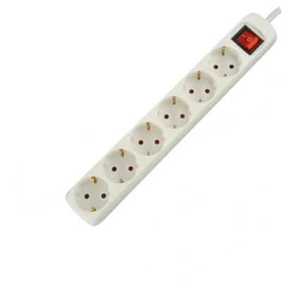 Abbildung von UNITEC Tischsteckdose mit Stecker Schalter, 6 Fach, 1.4 m, H05VV F 3G1.5 mm², weiß