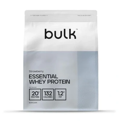 Abbildung von Bulk Essentielles Whey Protein, Protein Pulver, Eiweißpulver, Erdbeere, 2,5 kg, 71 Portionen, Verpackung Kann Variieren
