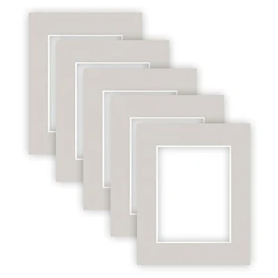 Abbildung von nielsen Conservation Passepartout Karton 1,5 mm 5er Set Außenformat 24x30 cm für Bildformat 15x20 Kieselgrau (hellgrau) strukturierte Oberfläche