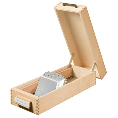 Abbildung von HAN Holz Karteikasten für 1500 DIN A7 quer Karteikarten inkl. 1 Metallblattstütze, mit Beschriftungsfeld und Metallboden, FSC zertifiziertes Holz, hochwertige premium Qualität, 1007, Naturholz
