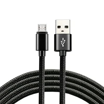 Abbildung von everActive Micro USB Kabel, Nylonkabel, schnelles Laden mit bis zu 2,4 A, 200 cm lang, schwarz, Modell: CBB 2MB