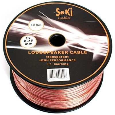 Abbildung von Lautsprecherkabel 2x0,75mm2 100m transparent CCA Audiokabel Boxenkabel
