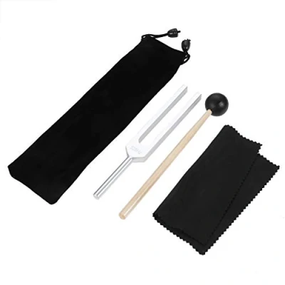 Abbildung von DRELD 528Hz Stimmgabel mit Silikonhammer und Samtbeutel für DNA Heilung, Klangtherapie, Perfekte Musikinstrument, Balancing, Heiler, Vibration, Aluminiumlegierung Health Tool Set