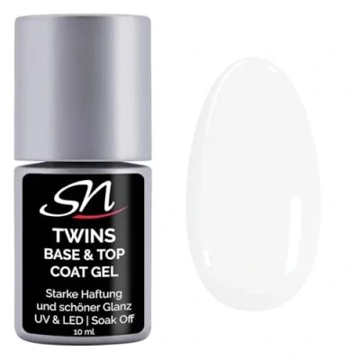 Abbildung von SN Nageldesign Twins Top und Base Coat Gel UV LED 2 in 1 Nagellack Überlack Unterlack soak off Nägel Nail Lack 10ml
