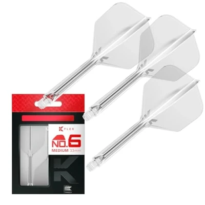 Abbildung von Target Darts K Flex Integrated Dart Flights and Shafts, Nr.6 Klar (Mittel) 3er Pack No6, Kflex All In One Moulded Flight &amp; Stem Professionelles Zubehör