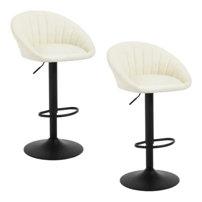 Abbildung von WOLTU Barhocker 2er Set, Barstühle höhenverstellbar drehbar, Küchenhocker mit Rückenlehne, Hocker Küche Bar, 150 kg, Kunstleder Metall, Beige, BH429be 2