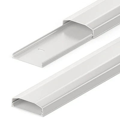 Abbildung von deleyCON Universal Kabelkanal Leitungskanal einfaches Verlegen von Kabeln und Leitungen Hochwertiges PVC Länge 100cm Breite 6cm Höhe 2cm Weiß