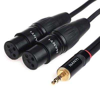Abbildung von NANYI XLR 3,5 mm Buchse Splitter Kabel, TRS Stereo Stecker auf zwei Interconnect Audio Mikrofon Y Adapter Kabel (1,5 Meter / 5 Füße)