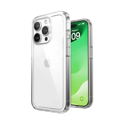 Abbildung von Speck Klare iPhone 15 Pro Hülle Schlank, MagSafe kompatibel, Fallschutz Kratzfest, Anti Vergilbung, 6,1 Zoll Handyhülle GemShell Clear