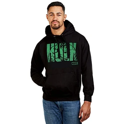 Abbildung von Marvel Herren Hulk Text Hoodie, Schwarz (Schwarz Schwarz), M