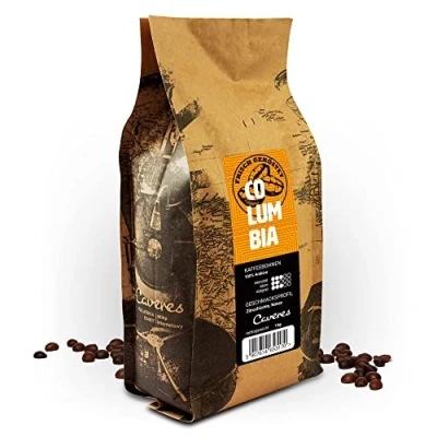 Abbildung von Caveres Kolumbien Premium Bohnenkaffee 100% Arabica Zitrusaromen mit Schokoladen Ganze Bohnen (1 kg)