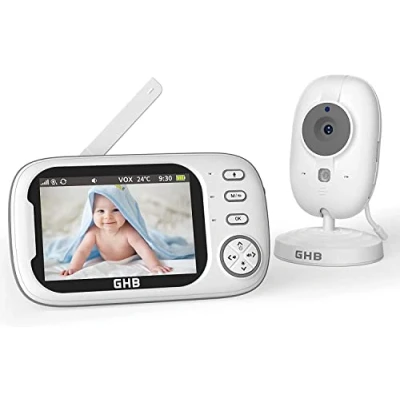 Abbildung von GHB Babyphone mit Kamera 3,5 Zoll Video Baby Monitor VOX Modus Nachtsicht Gegensprechfunktion Schlaflieder