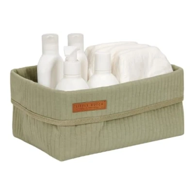 Abbildung von Little Dutch TE30530111 Wickeltischkörbchen groß Pure olive (25x15x15 cm)