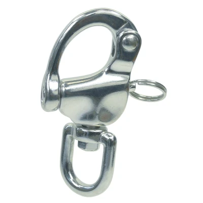 Abbildung von Schnappschäkel mit Wirbelauge 70 mm Edelstahl 316 (A4)