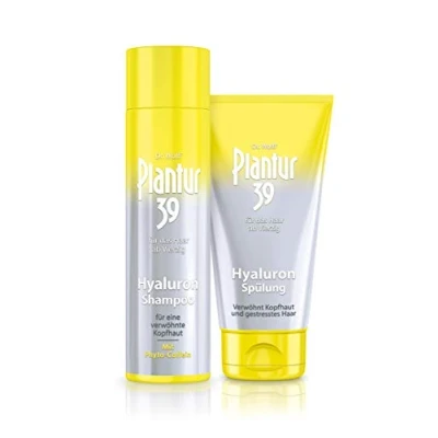 Abbildung von Plantur 39 Hyaluron Shampoo, 1 x 250 ml + Spülung, 150 Verwöhnt trockene Kopfhaut mit Feuchtigkeit Gegen menopausalen Haarausfall