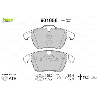 Abbildung von VALEO 601056 Bremsbelagsatz Vorderachse mit Anti Quietsch Blech FORD: S Max Mk1, Galaxy Mk2 MPV, MONDEO 4 Turnier, VOLVO: S60 II, V70 3, V60 I
