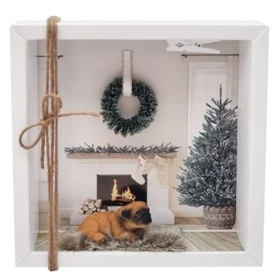 Abbildung von ZauberDeko Geschenkbox Geldgeschenk Verpackung Hund Weihnachten XMAS Gutschein Kamin Geschenk