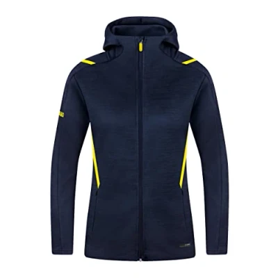 Abbildung von JAKO Damen Freizeitjacke Challenge mit Kapuze, Marine Meliert/Neongelb, 38