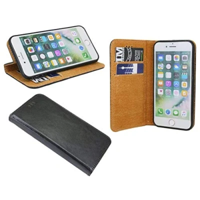 Abbildung von cofi1453 Elegante ECHT Leder Buch Tasche Hülle kompatibel mit Samsung Galaxy S10E (G970F) in Schwarz Wallet Book Style Cover Schale