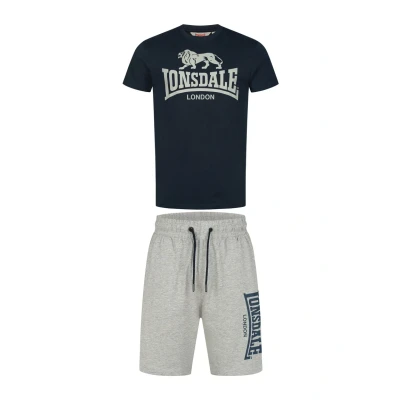 Abbildung von Lonsdale Herren T Shirt &amp; Shorts Set normale Passform MAIR, Dark Navy/Marl Grey, XL
