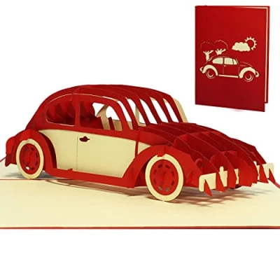 Abbildung von LINPOPUP®, LIN17626, Pop Up Karte Auto, 3D Karten Grußkarten, Gutschein Geburtstagskarten, Glückwunschkarten Führerschein, Gutscheinkarten, Grußkarte N370