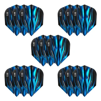Abbildung von Harrows Fire Dart Flights, 5 x Sets Darts Flights (15 insgesamt) I 100 Mikron Premium Extra Strong Made in UK Professionelles Dartzubehör Blaue
