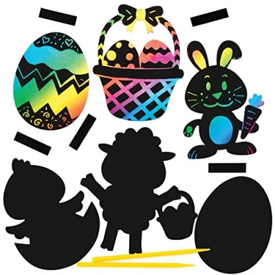 Abbildung von Baker Ross Ostern Kratzbild Magnete Bastelset für Kinder (10 Stück) Kreativsets zum Basteln und Dekorieren zur Frühlingszeit
