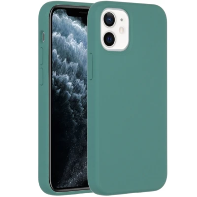 Abbildung von Apple iPhone 12 Mini Hülle Silikon Accezz Soft Case/Backcover Handyhülle Dunkelgrün