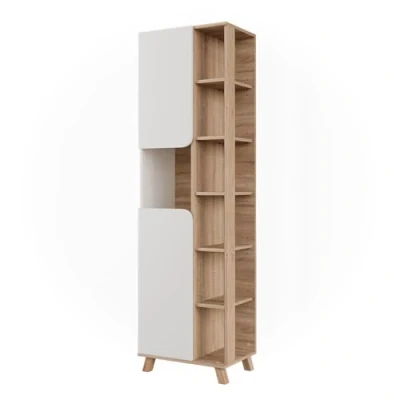 Abbildung von Vicco Badschrank Karen, Sonoma/Weiß, 50 x 175 cm mit 2 Türen