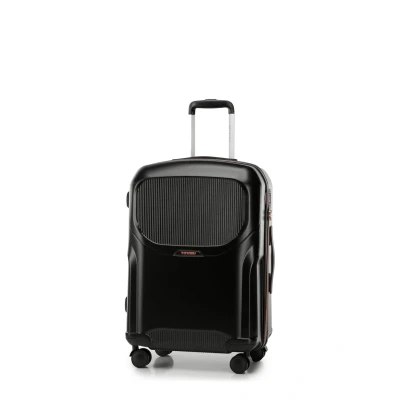 Abbildung von WITTCHEN Stilvoller Mittelgroßer Koffer Reisekoffer Trolley Mittlerer Strapazierfähigem Polycarbonat 4 Doppel Lenkrollen TSA Zahlenschloss 3,8 kg 65 L Größe M Gedämpftes Schwarz