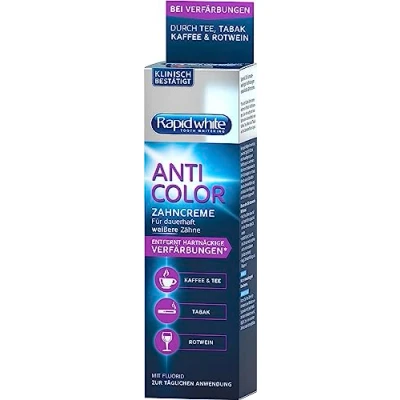 Abbildung von Rapid White Anti Color Zahnpasta für Weißere Zähne Ohne Wasserstoffperoxid Wirksame Formel 75 ml