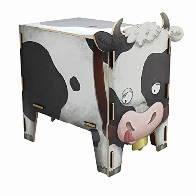Abbildung von Werkhaus VB 9312 Hocker Kuh Schwarz Weiß ca. 43 x 46 28,5 cm Sitzhocker Holzhocker Spielzeugtruhe