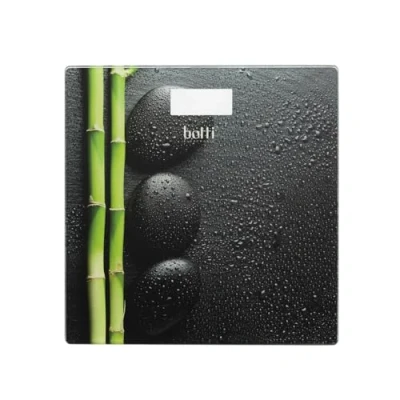 Abbildung von Botti BAM BOO Elektronische Badezimmerwaage Bis 180 kg Hohe Genauigkeit (100 g) LED Anzeige Energiesparend mit Abschaltautomatik Platzsparend (28x28 cm) Gehärtetes Glas