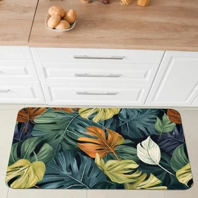 Abbildung von Comart, Austin Küchenteppich, aus Polyester, Bedruckt, rutschfest, Peperomia, 50 x 75 cm