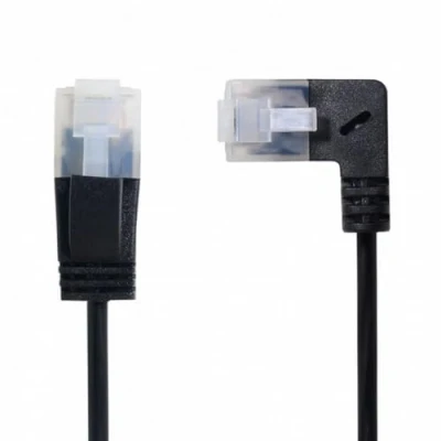 Abbildung von cablecc Links abgewinkelt 8P8C STP Cat6 LAN Ethernet Netzwerk Patchkabel 90 Grad zum geraden Kabel 50cm